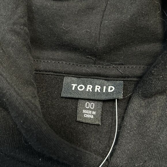 New Torrid Sweatshirt Dress Womens Med Large Fleece Hoodie Black Hooded Pullover - Picture 7 of 13